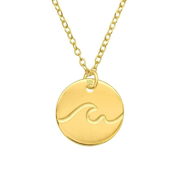 14k Gold Vermeil Coin Wave Necklace - Picture 1 of 9